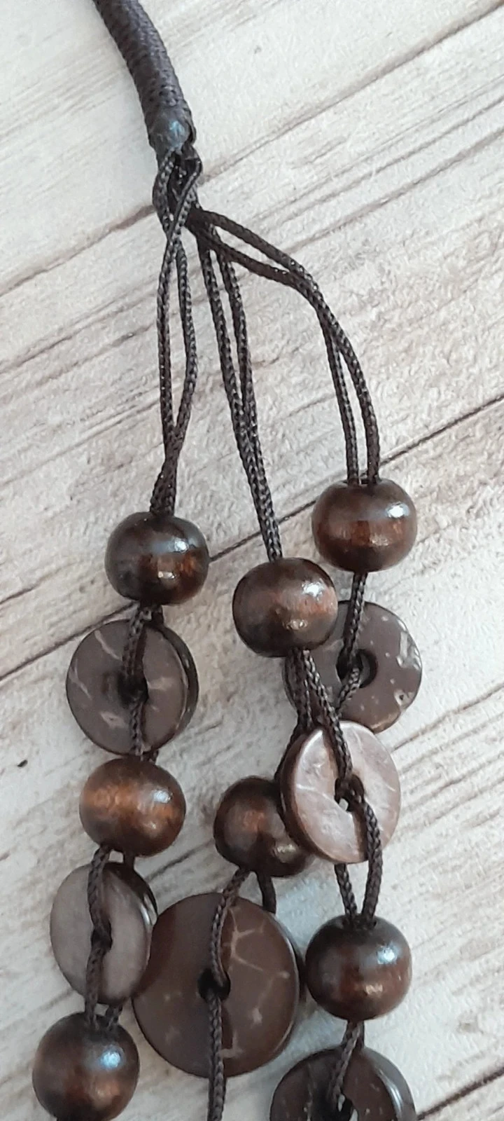 Collar de madera, (nuez de coco) formas redondas estilo Bohemio colores marrón – photo 6